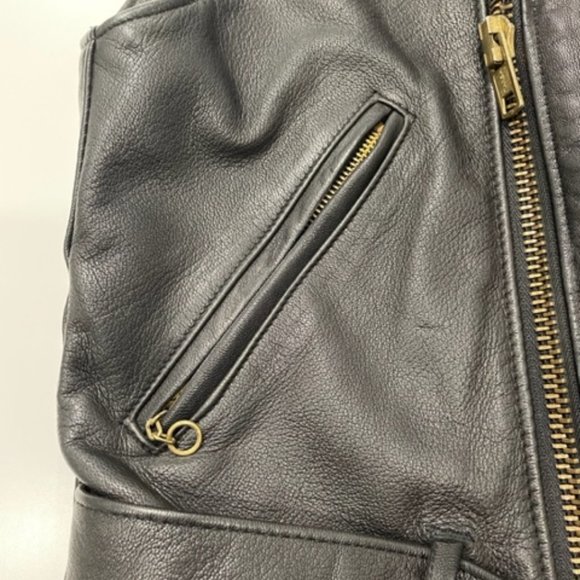 DKNY | Vintage Black Leather Biker Vest ~ Size Medium - Picture 5 of 17